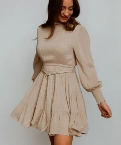 IL Dresses Kayla Dotted Mini Dress | Taupe