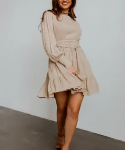 IL Dresses Kayla Dotted Mini Dress | Taupe