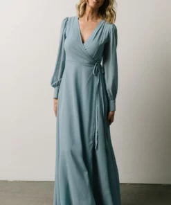 Soi Kelsey Wrap Dress | Dusty Blue Dresses