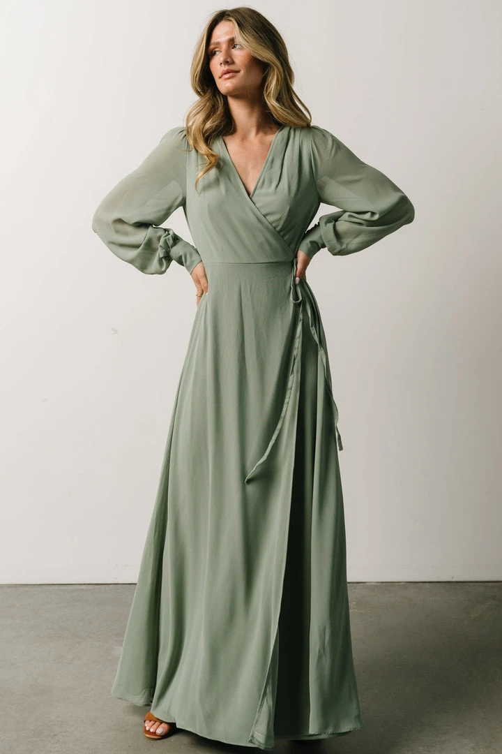 Soi Dresses Kelsey Wrap Dress | Dusty Sage 1 Soi Dresses Kelsey Wrap Dress | Dusty Sage
