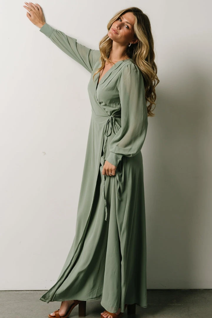 Soi Dresses Kelsey Wrap Dress | Dusty Sage 3 Soi Dresses Kelsey Wrap Dress | Dusty Sage