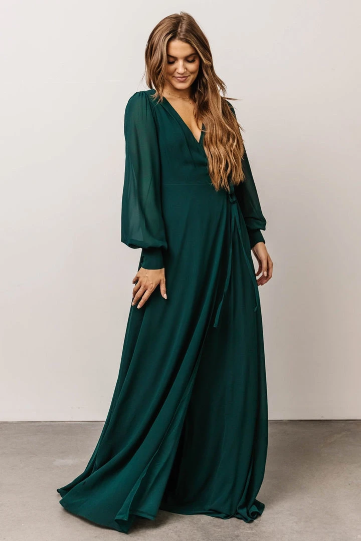 Soi Kelsey Wrap Dress | Emerald 6 Soi Kelsey Wrap Dress | Emerald