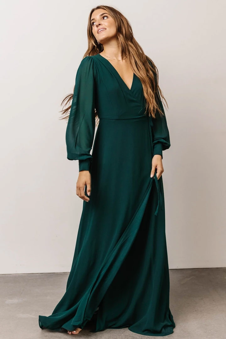 Soi Kelsey Wrap Dress | Emerald 3 Soi Kelsey Wrap Dress | Emerald