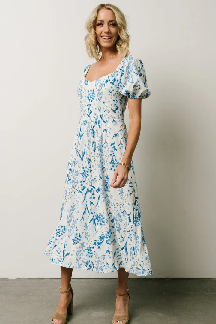 SL Kenna Midi Dress | Blue Floral Print 2 SL Kenna Midi Dress | Blue Floral Print
