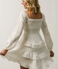 POL Kennedy Square Neck Baby Doll Dress | Ivory