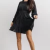 IL Keri Long Sleeve Short Dress | Black