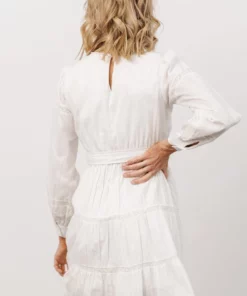 IL Keri Long Sleeve Short Dress | Off White Dresses