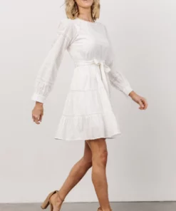 IL Keri Long Sleeve Short Dress | Off White Dresses