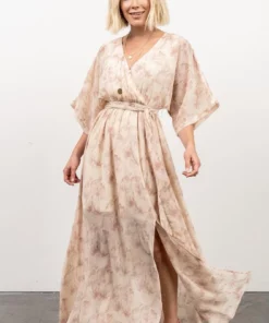 BB Custom Kia Kimono Maxi Dress | Mauve Print Dresses