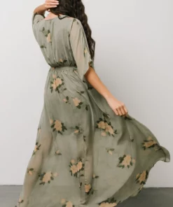 BB Custom Kia Kimono Maxi Dress | Olive Floral 18 BB Custom Kia Kimono Maxi Dress | Olive Floral