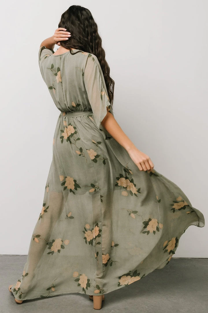 BB Custom Kia Kimono Maxi Dress | Olive Floral 7 BB Custom Kia Kimono Maxi Dress | Olive Floral