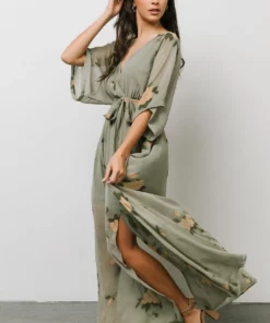 BB Custom Kia Kimono Maxi Dress | Olive Floral 21 BB Custom Kia Kimono Maxi Dress | Olive Floral
