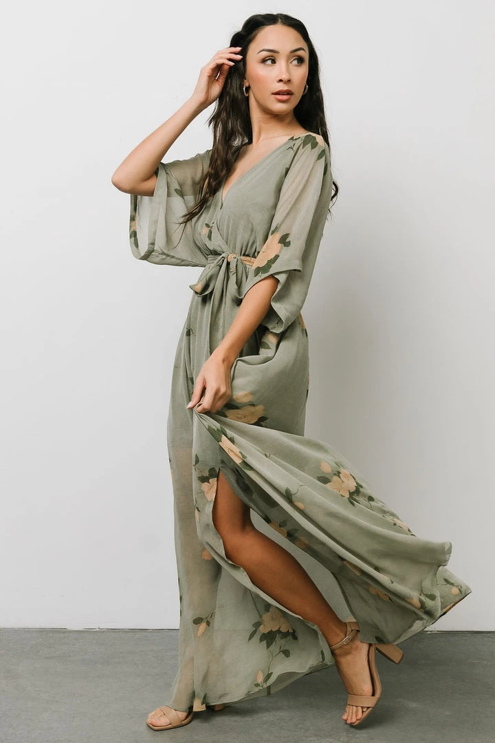 BB Custom Kia Kimono Maxi Dress | Olive Floral 10 BB Custom Kia Kimono Maxi Dress | Olive Floral