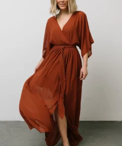 BB Custom Kia Kimono Maxi Dress | Rust Dresses