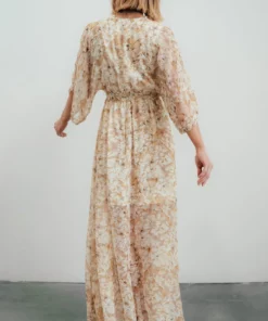 BB Custom Kia Kimono Maxi Dress | Tan Floral