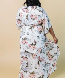 BB Custom Kia Kimono Maxi Dress | White Floral