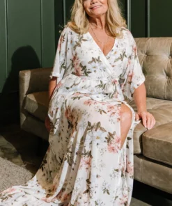 BB Custom Kia Kimono Maxi Dress | White Floral