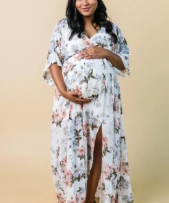 BB Custom Kia Kimono Maxi Dress | White Floral