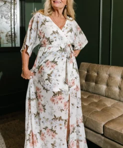 BB Custom Kia Kimono Maxi Dress | White Floral