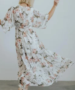 BB Custom Kia Kimono Maxi Dress | White Floral