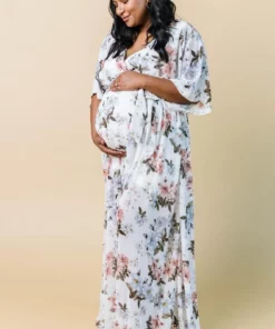 BB Custom Kia Kimono Maxi Dress | White Floral