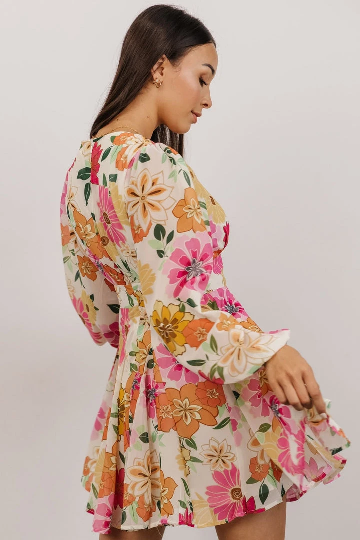 FT Dresses Kinz Blouson Sleeve Mini Dress | Ivory Multi Floral 4 FT Dresses Kinz Blouson Sleeve Mini Dress | Ivory Multi Floral