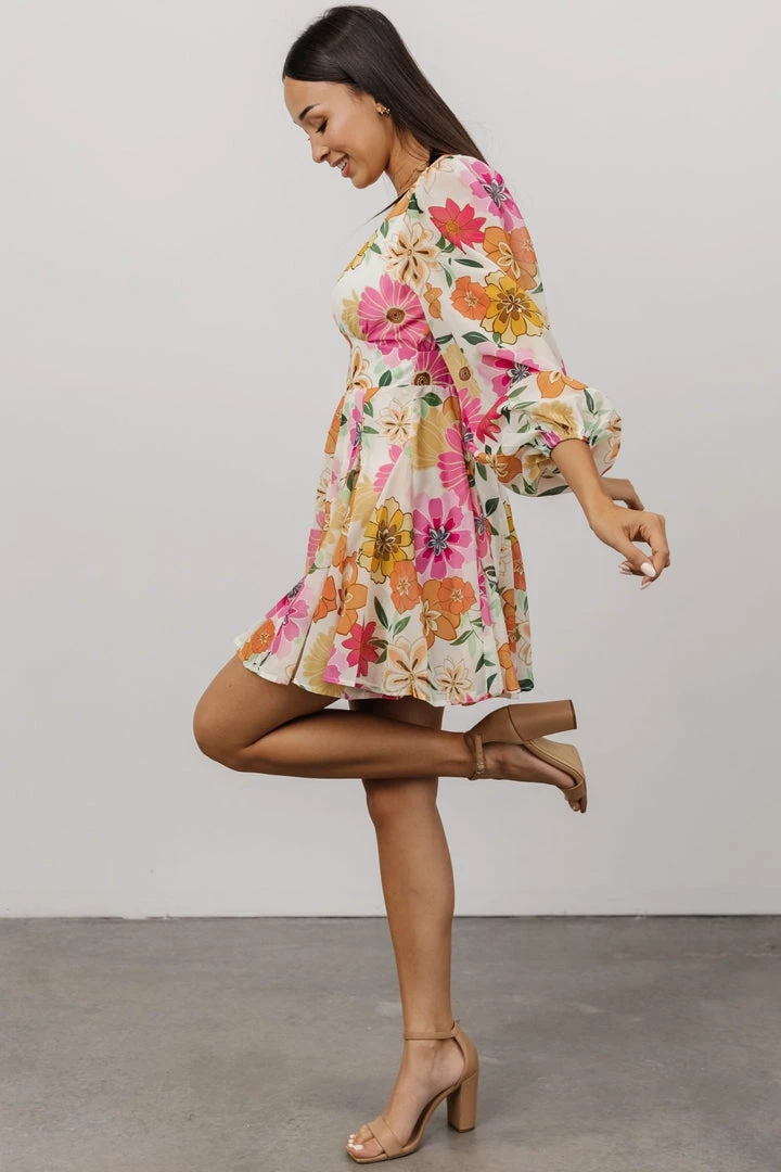 FT Dresses Kinz Blouson Sleeve Mini Dress | Ivory Multi Floral 5 FT Dresses Kinz Blouson Sleeve Mini Dress | Ivory Multi Floral