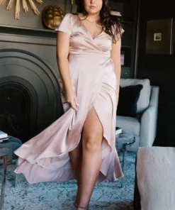 BB Custom Krystal Satin Wrap Gown | Champagne Dresses 14 BB Custom Krystal Satin Wrap Gown | Champagne Dresses