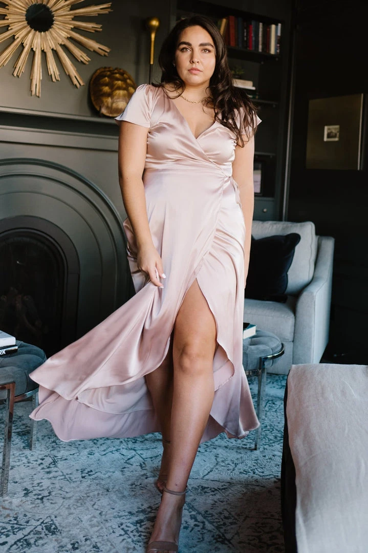 BB Custom Krystal Satin Wrap Gown | Champagne Dresses 5 BB Custom Krystal Satin Wrap Gown | Champagne Dresses