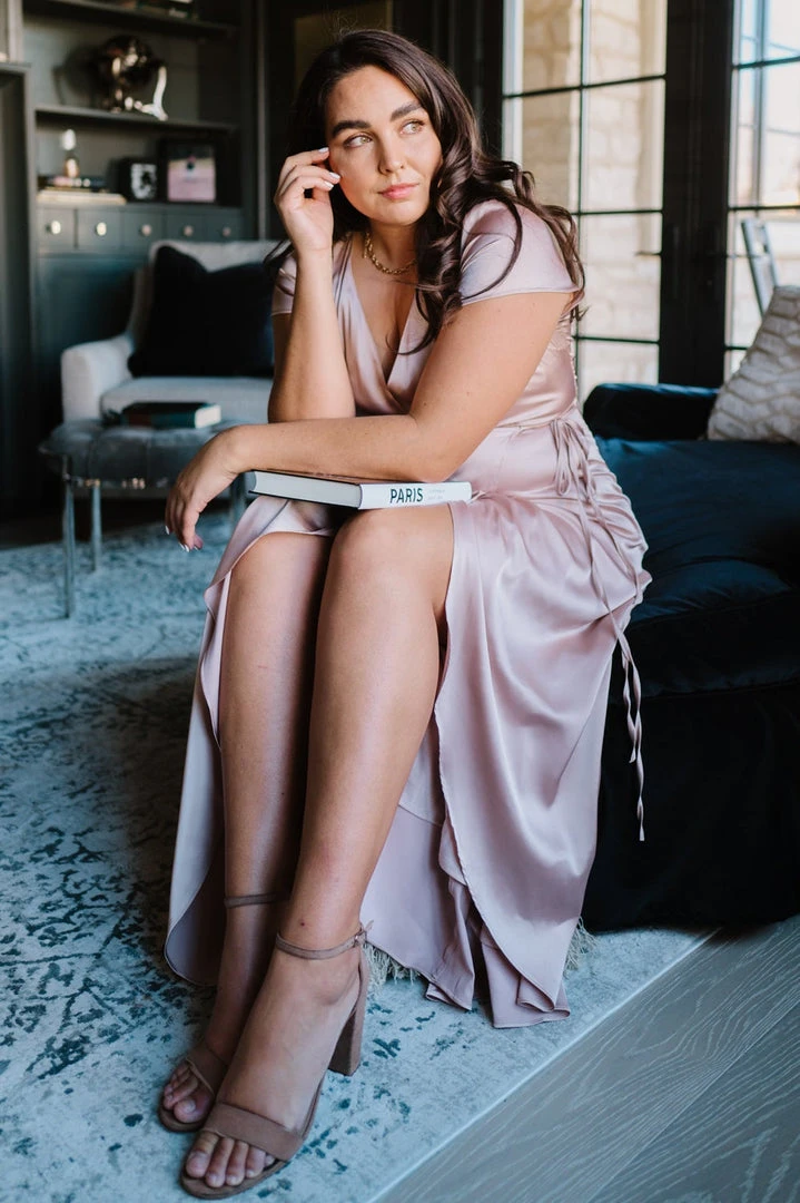 BB Custom Krystal Satin Wrap Gown | Champagne Dresses 7 BB Custom Krystal Satin Wrap Gown | Champagne Dresses