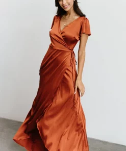 BB Custom Krystal Satin Wrap Gown | Copper Dresses 24 BB Custom Krystal Satin Wrap Gown | Copper Dresses