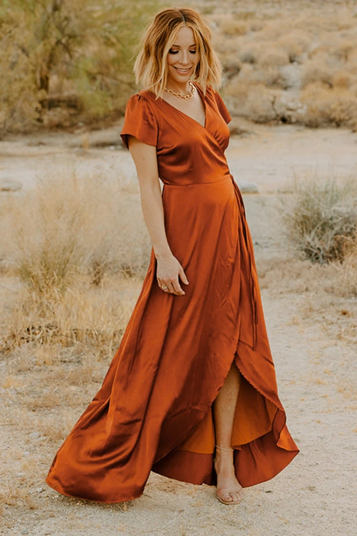 BB Custom Krystal Satin Wrap Gown | Copper Dresses 19 BB Custom Krystal Satin Wrap Gown | Copper Dresses