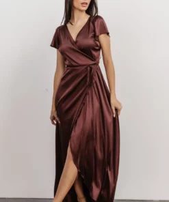 BB Custom Krystal Satin Wrap Gown | Dark Clove Dresses 20 BB Custom Krystal Satin Wrap Gown | Dark Clove Dresses