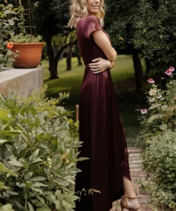 BB Custom Krystal Satin Wrap Gown | Dark Clove Dresses 18 BB Custom Krystal Satin Wrap Gown | Dark Clove Dresses