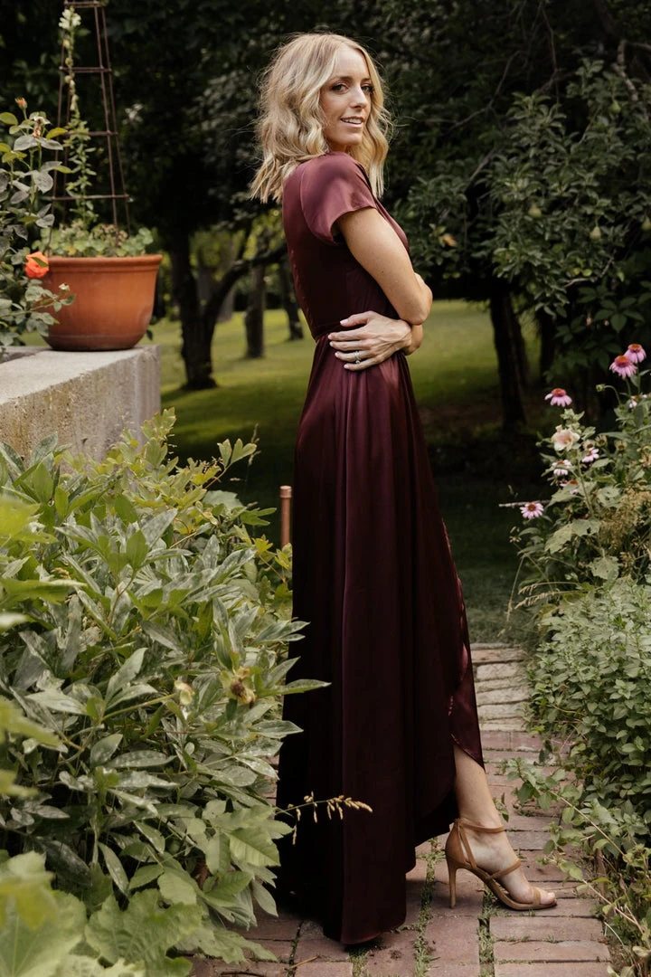 BB Custom Krystal Satin Wrap Gown | Dark Clove Dresses 3 BB Custom Krystal Satin Wrap Gown | Dark Clove Dresses