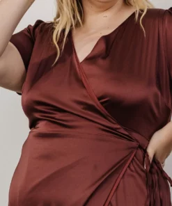 BB Custom Krystal Satin Wrap Gown | Dark Clove Dresses 28 BB Custom Krystal Satin Wrap Gown | Dark Clove Dresses