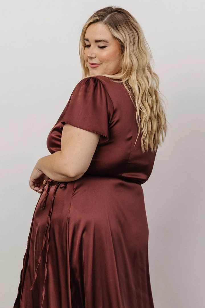 BB Custom Krystal Satin Wrap Gown | Dark Clove Dresses 8 BB Custom Krystal Satin Wrap Gown | Dark Clove Dresses