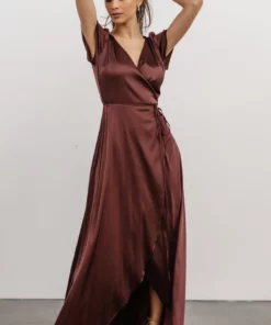 BB Custom Krystal Satin Wrap Gown | Dark Clove Dresses 24 BB Custom Krystal Satin Wrap Gown | Dark Clove Dresses