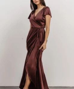 BB Custom Krystal Satin Wrap Gown | Dark Clove Dresses 22 BB Custom Krystal Satin Wrap Gown | Dark Clove Dresses