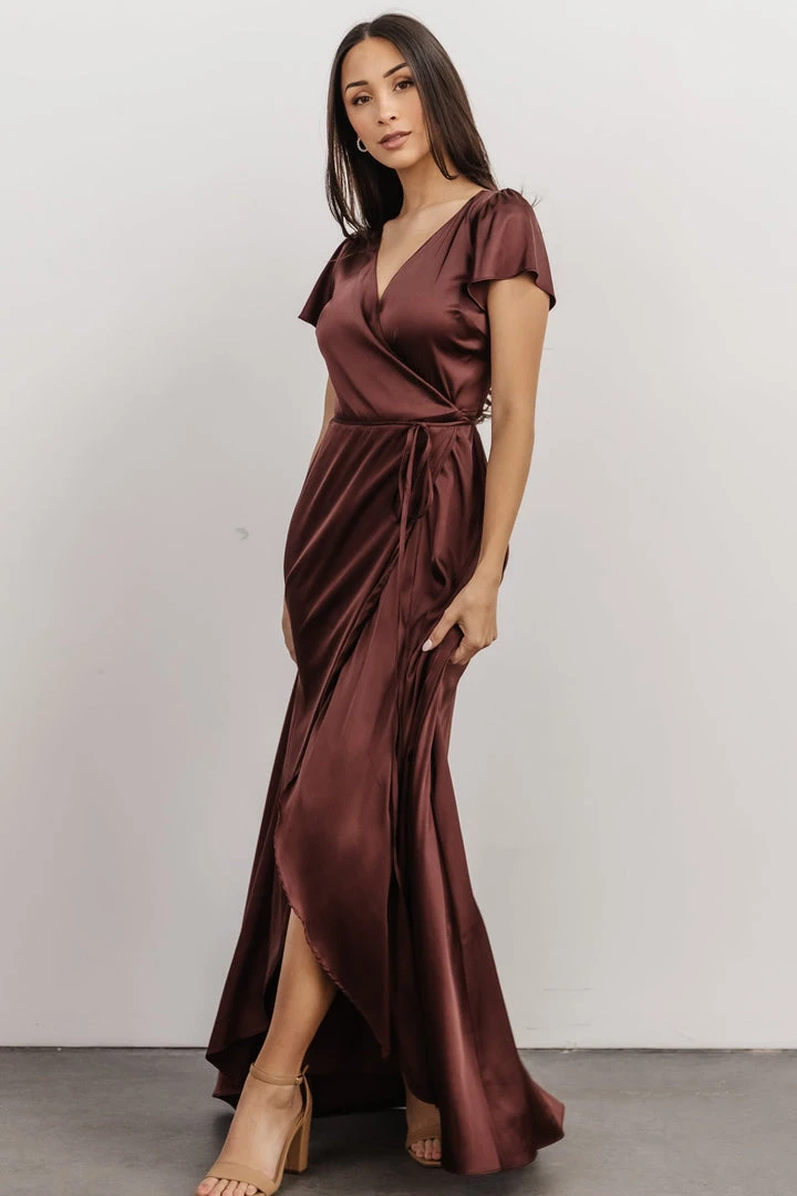 BB Custom Krystal Satin Wrap Gown | Dark Clove Dresses 7 BB Custom Krystal Satin Wrap Gown | Dark Clove Dresses