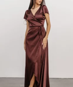 BB Custom Krystal Satin Wrap Gown | Dark Clove Dresses 29 BB Custom Krystal Satin Wrap Gown | Dark Clove Dresses