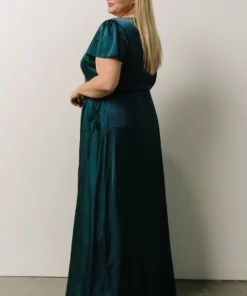 BB Custom Krystal Satin Wrap Gown | Deep Blue Dresses