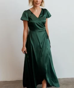 BB Custom Dresses Krystal Satin Wrap Gown | Green 16 BB Custom Dresses Krystal Satin Wrap Gown | Green