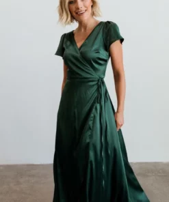 BB Custom Dresses Krystal Satin Wrap Gown | Green 25 BB Custom Dresses Krystal Satin Wrap Gown | Green