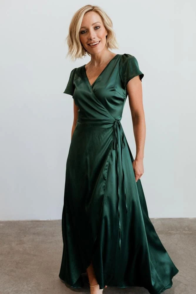 BB Custom Dresses Krystal Satin Wrap Gown | Green 13 BB Custom Dresses Krystal Satin Wrap Gown | Green