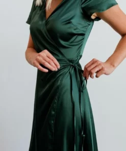 BB Custom Dresses Krystal Satin Wrap Gown | Green 21 BB Custom Dresses Krystal Satin Wrap Gown | Green