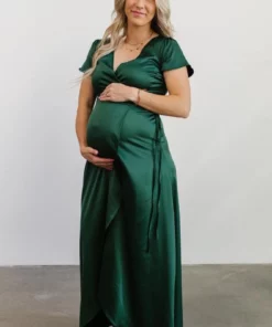 BB Custom Dresses Krystal Satin Wrap Gown | Green 15 BB Custom Dresses Krystal Satin Wrap Gown | Green