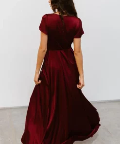 BB Custom Krystal Satin Wrap Gown | Wine