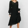 IL Lainey Smocked Dotted Midi Dress | Black