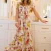 BB Custom Dresses Larissa Maxi Dress | Berry And Golden Floral